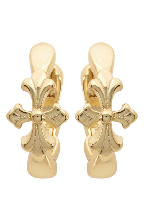 Cross Huggie Hoop Earrings