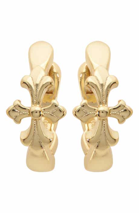 Cross Huggie Hoop Earrings
