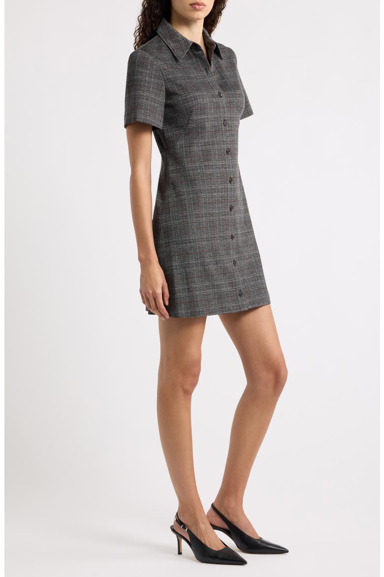 Glen Plaid A-Line Shirtdress, Alternate, color, WINE MULTI