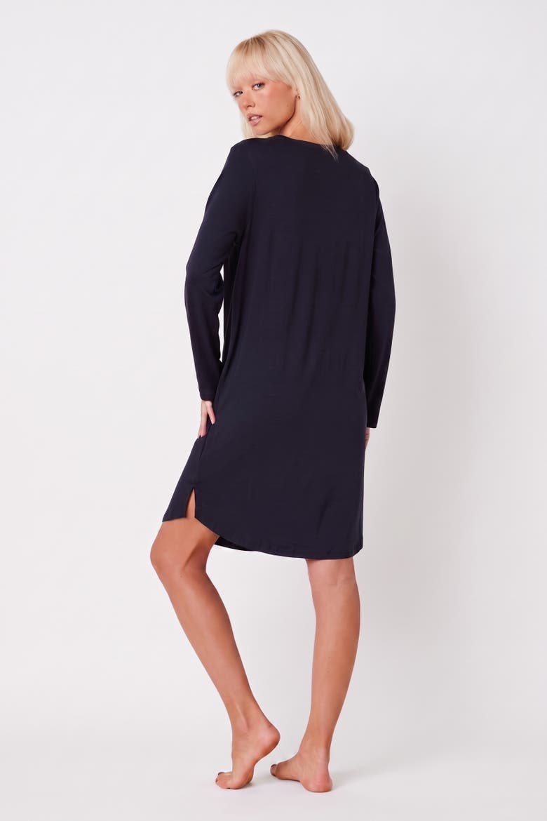 Classic Solid Pima Knit Sleep Shirt, Alternate, color, Midnight