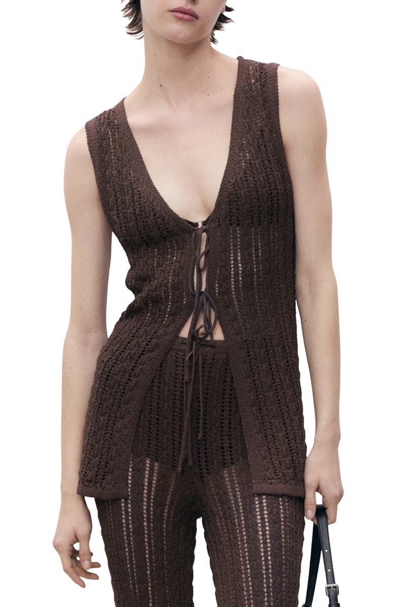 MANGO Open Stitch Sweater Vest, Main, color, 