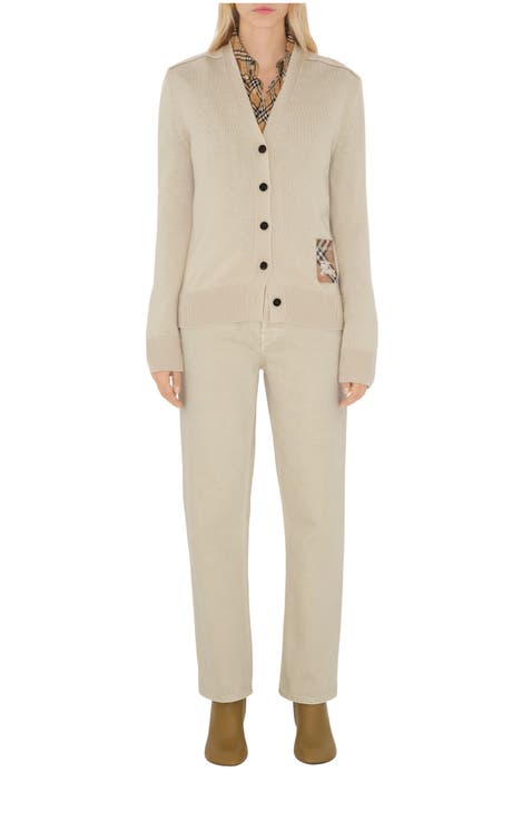 Check Label Wool Cardigan