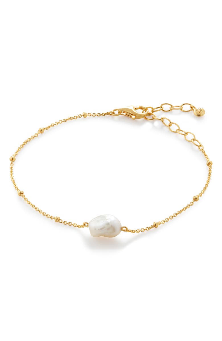 Monica Vinader Nura Cultured Pearl Bracelet, Main, color, 18Ct Gold Vermeil/ Ss