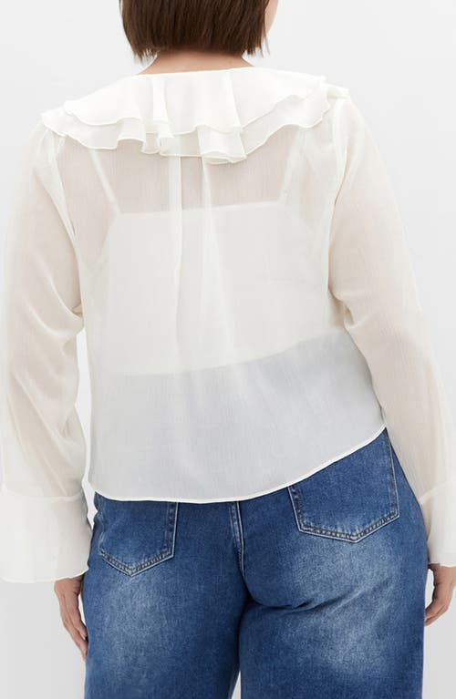 City Chic Lushious Tiered Ruffle Top In White