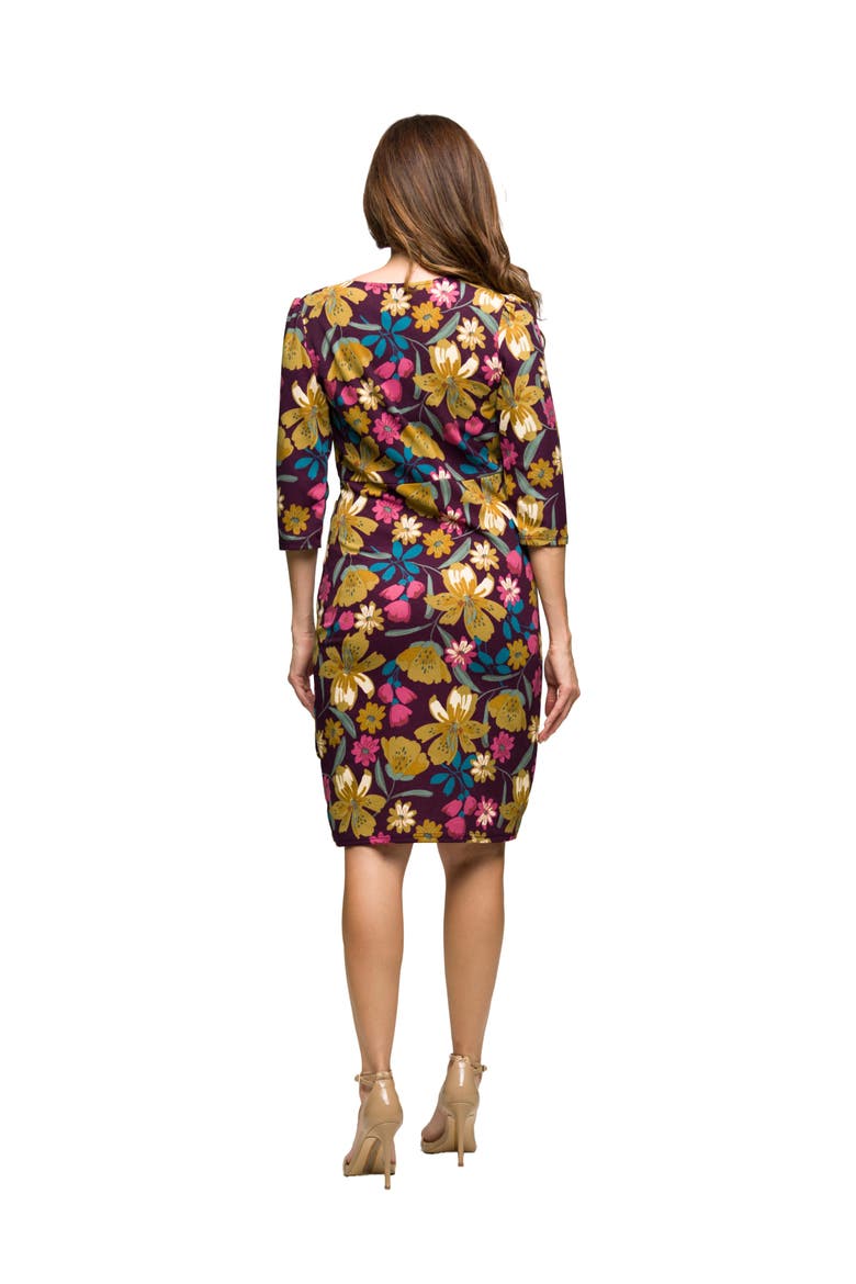 Floral Print Faux Wrap Dress, Alternate, color, Purple Multi