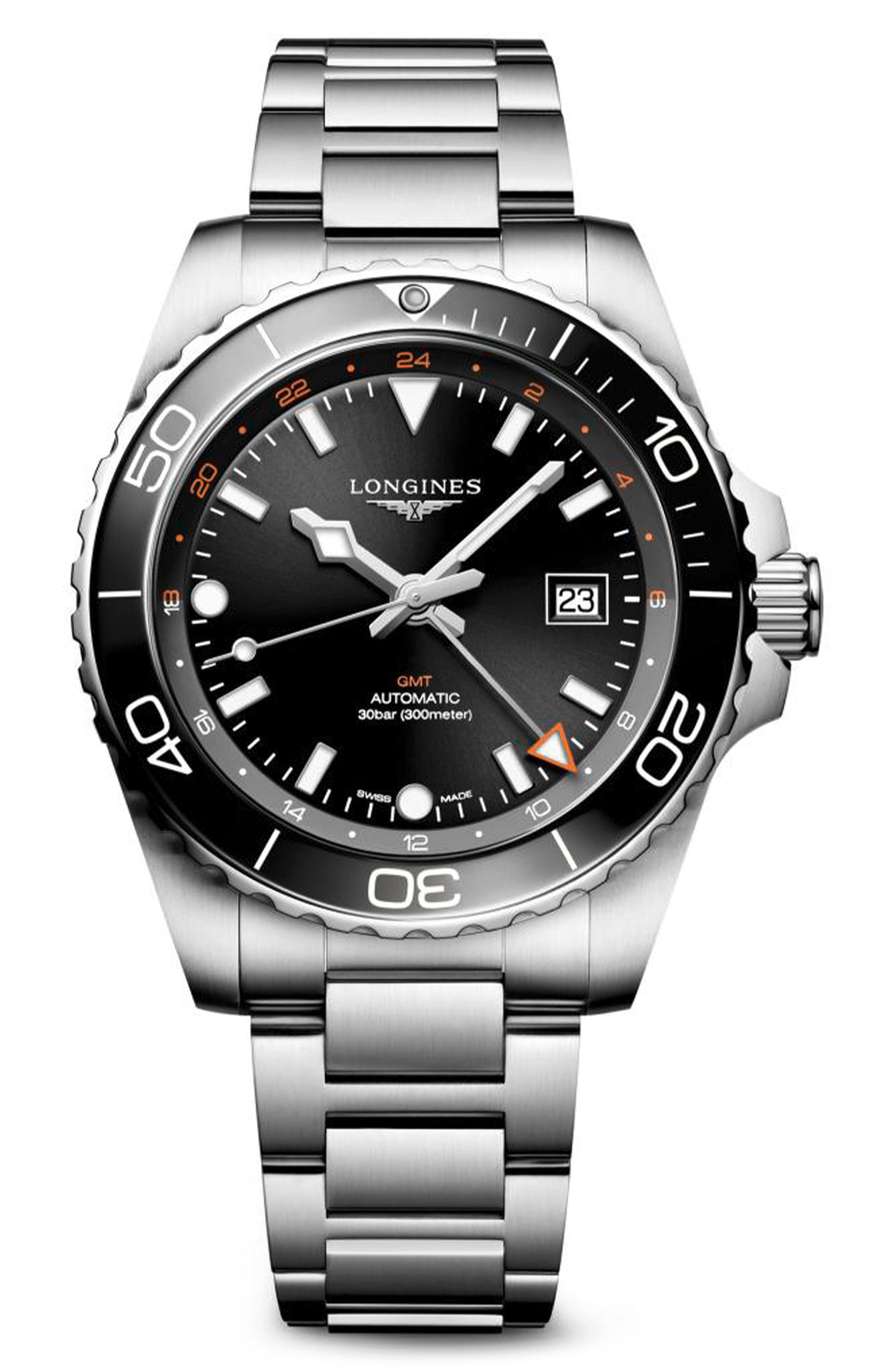 Longines HydroConquest GMT Automatic Bracelet Watch, 43mm in Black 