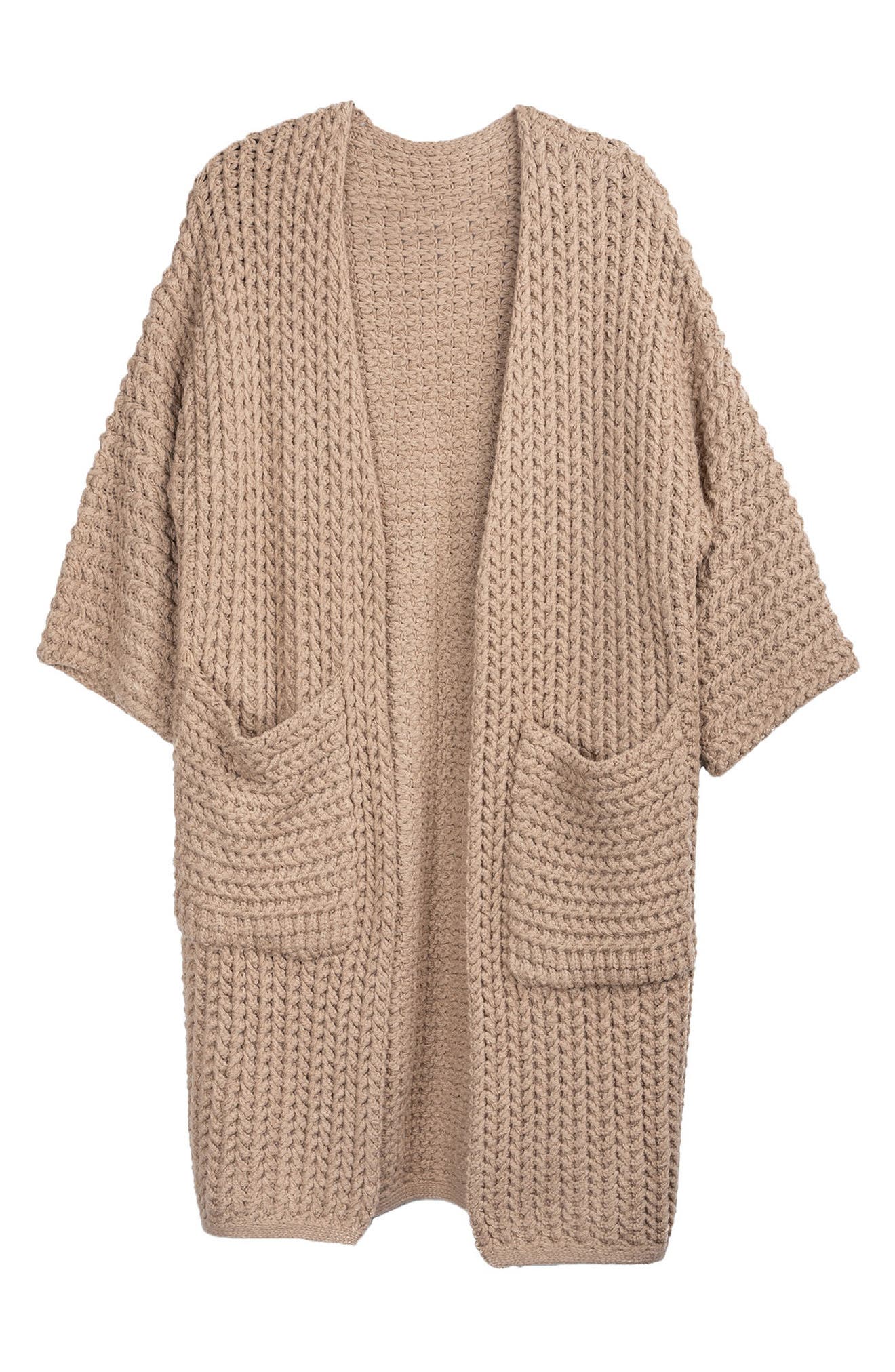 REVERSE STITCHED OPEN FRONT CARDIGAN