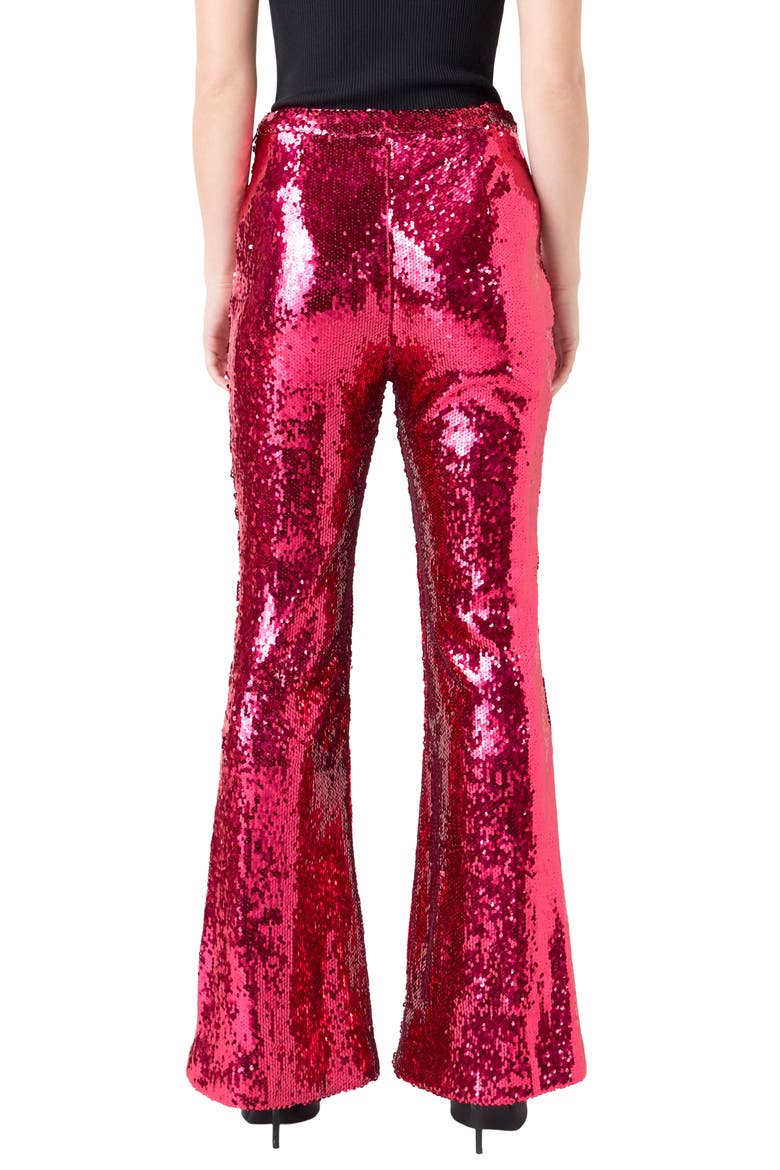 Sequin Slit Leg Flare Pants, Alternate, color, FUCHSIA