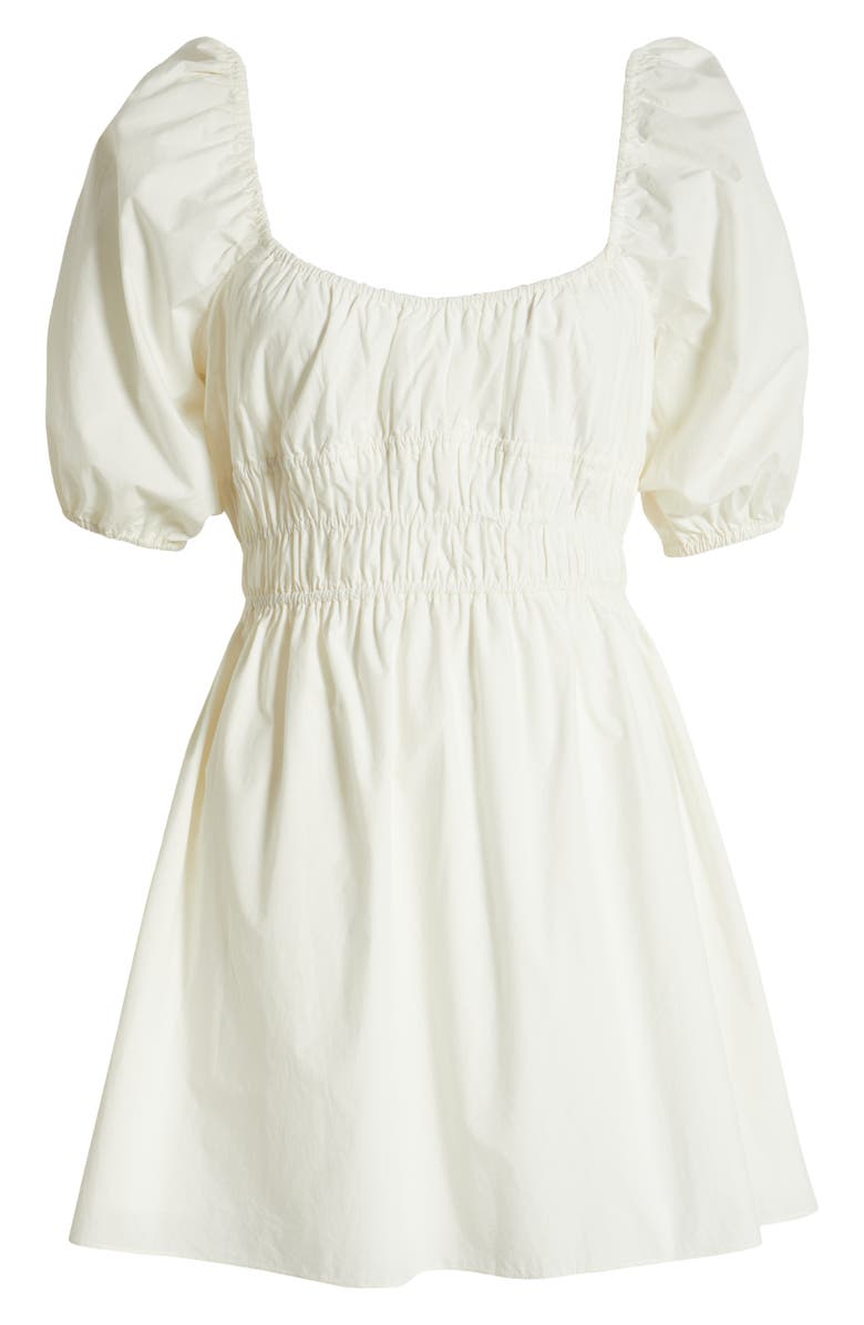 Faithfull the Brand Sophia Shirred Cotton Minidress, Alternate, color, White