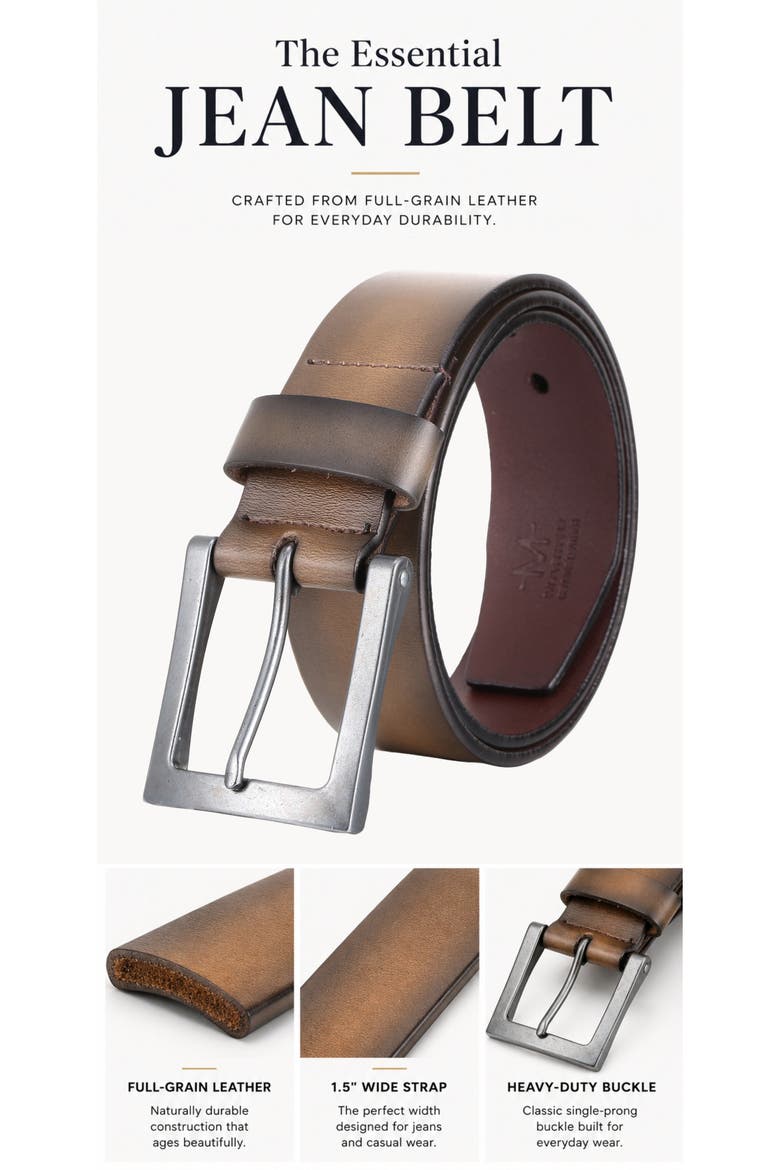 Full-Grain Leather Casual Jean Belt, Alternate, color, Walnut