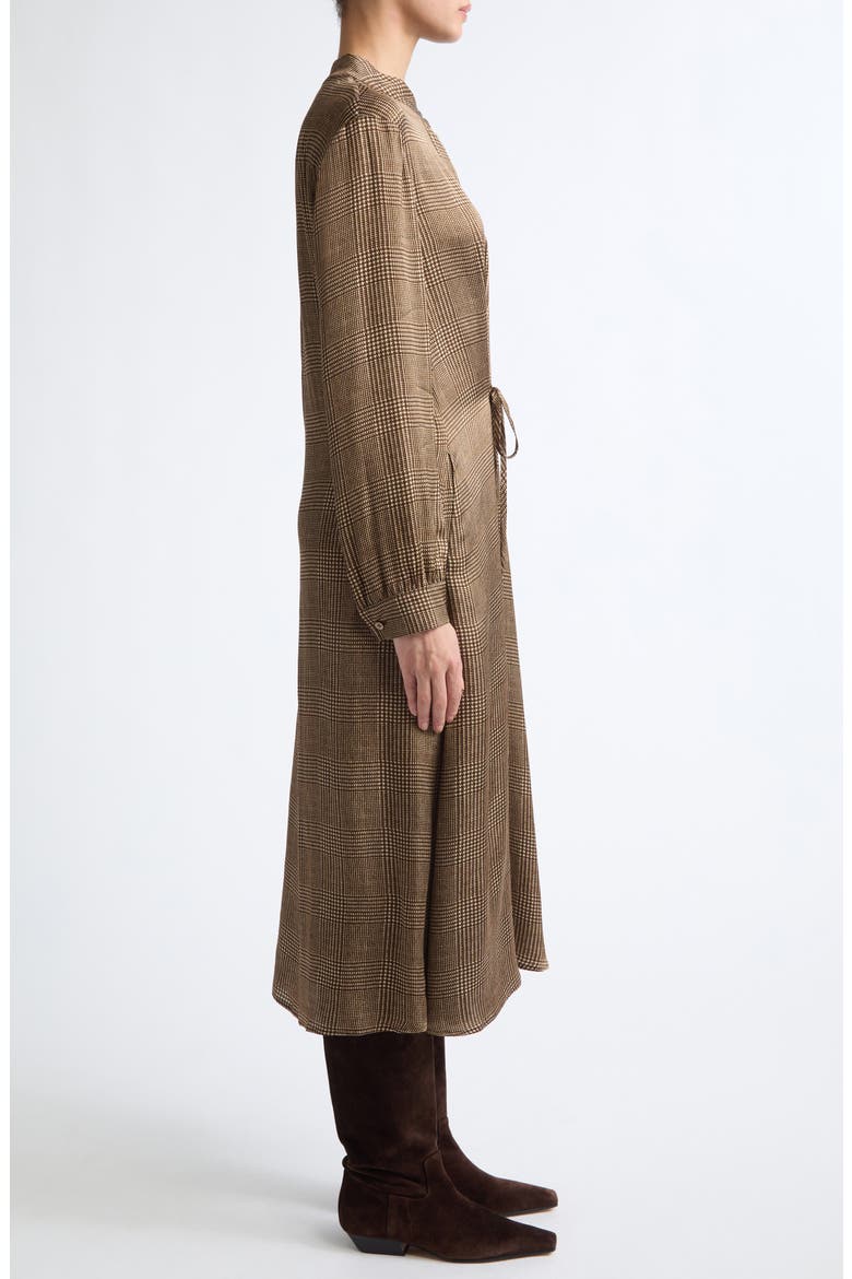 Glen Plaid Satin Dress, Alternate, color, 8810 DARK BROWN