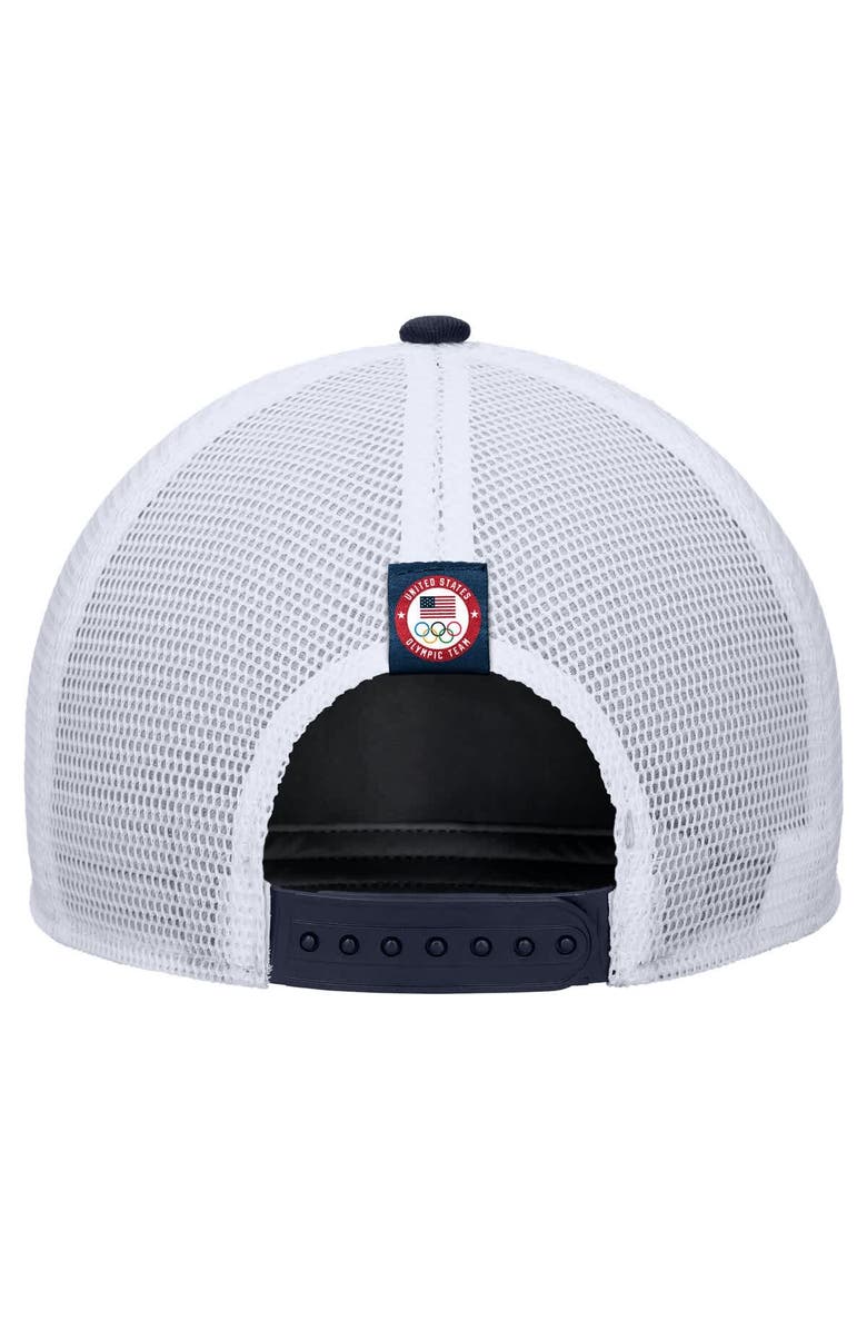 Nike Men's Nike Navy Team USA Rise Pinch Panel Trucker Adjustable Hat, Alternate, color, Navy