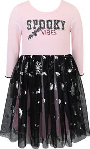 Zunie Kids' Sequin Spooky Tiered Dress