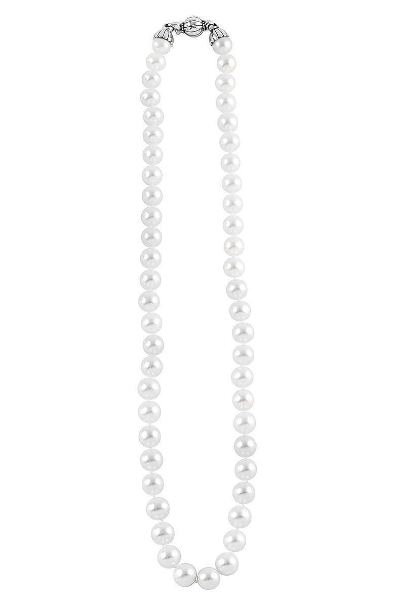 LAGOS 'Luna' 10mm Pearl Necklace, Main, color, Silver
