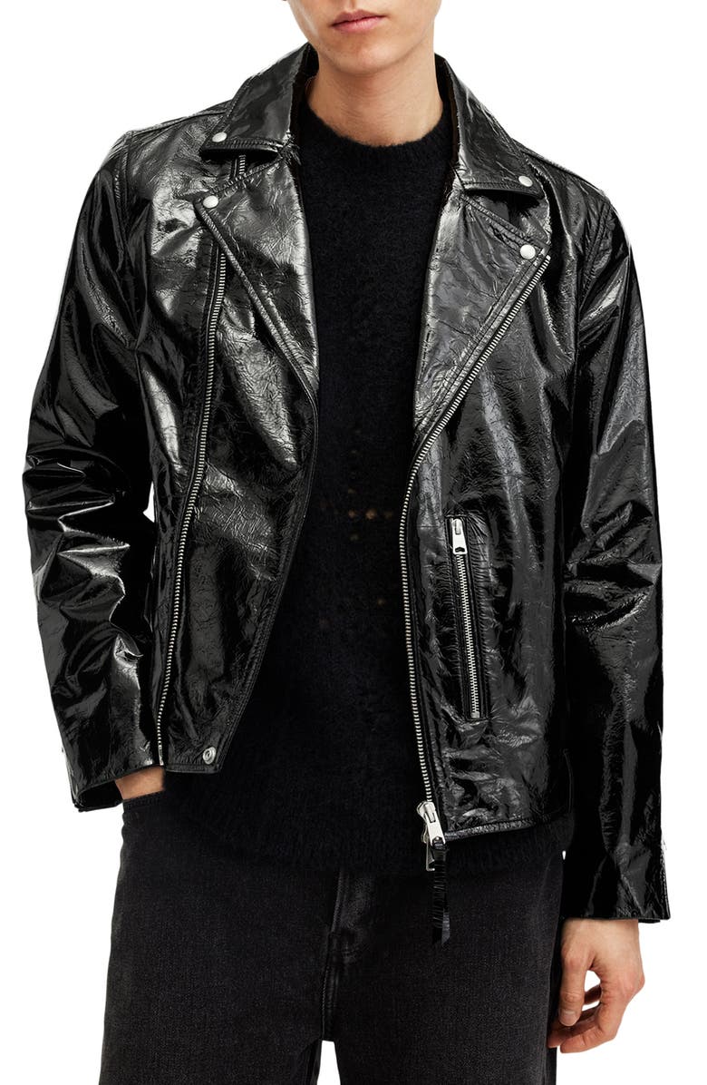 AllSaints Badwan Leather Biker Jacket, Main, color, Black