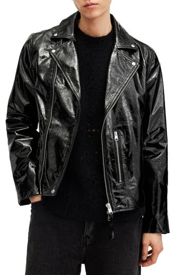 Allsaints Badwan Slim Fit Leather Biker Jacket