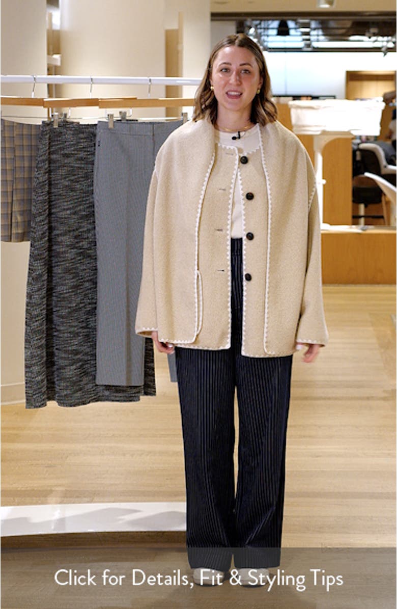 Embroidered Trim Scarf Coat, sales video thumbnail