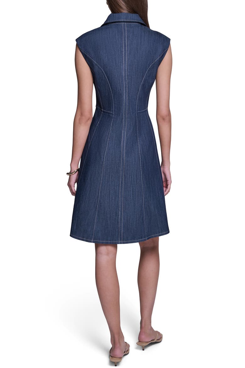 Buttoned Denim Fit & Flare Dress, Alternate, color, DENIM