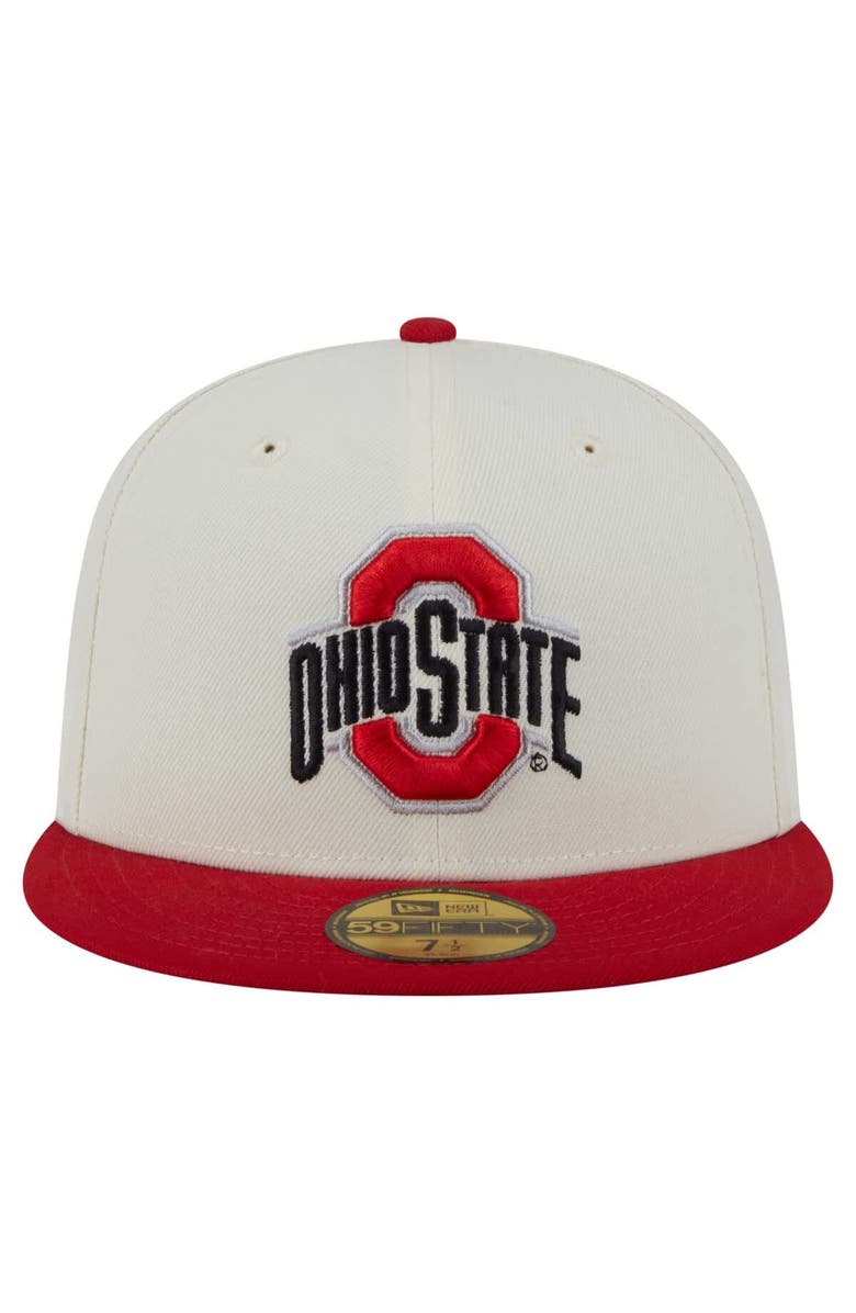 New Era Men's New Era Cream Ohio State Buckeyes Chrome 59FIFTY Fitted Hat, Alternate, color, 
