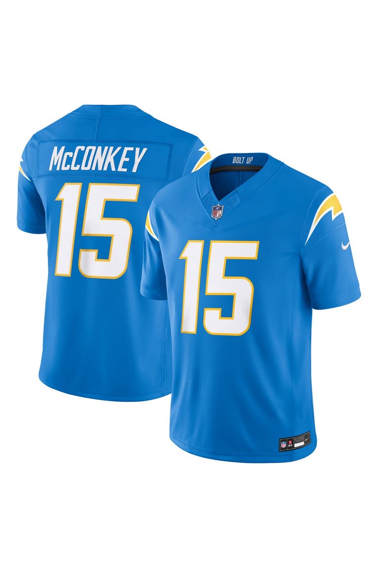 Men's Nike Ladd McConkey Powder Blue Los Angeles Chargers Team Vapor F.U.S.E. Stitched Limited Jersey, Main, color, Powder Blue