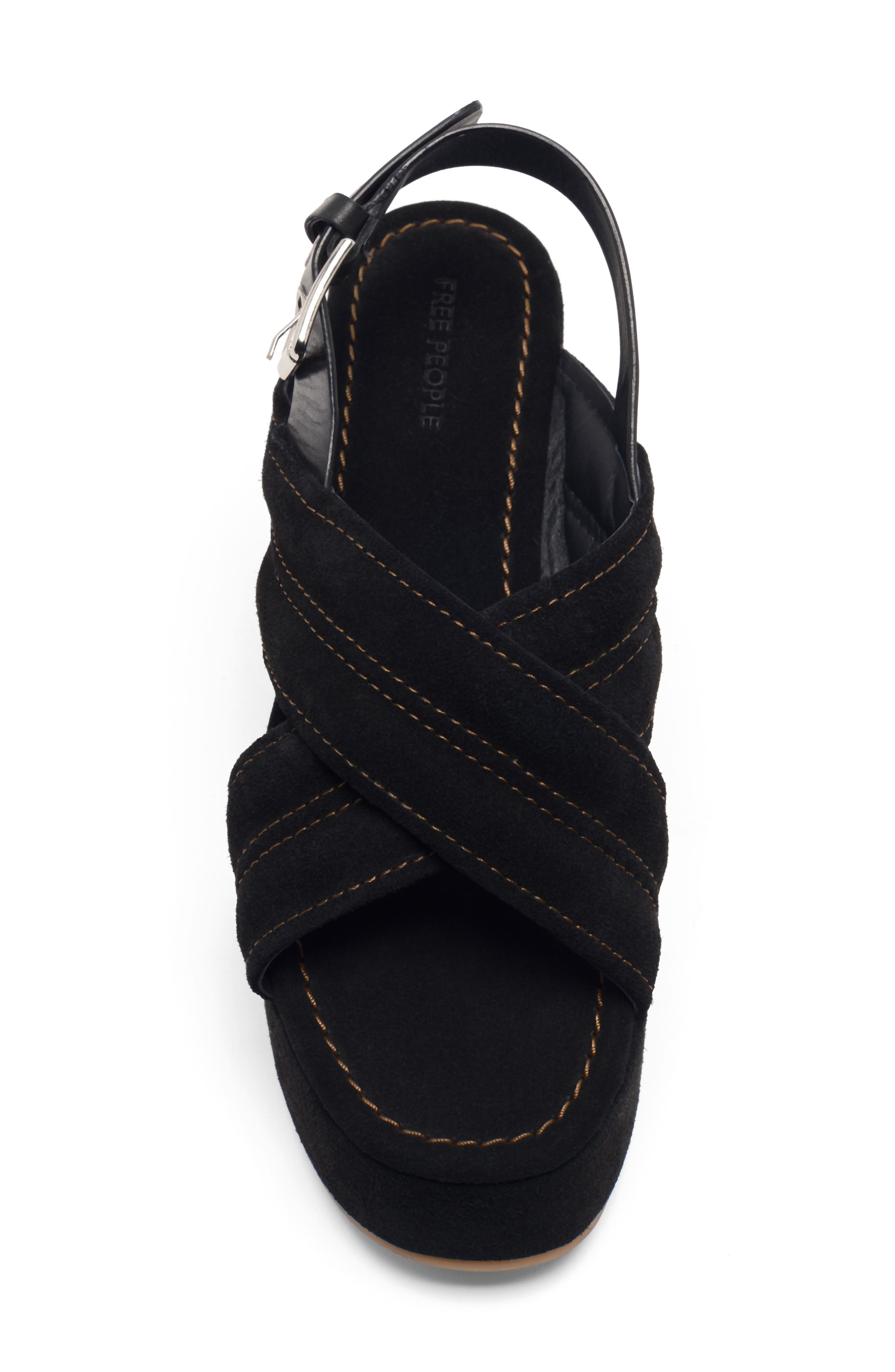 Free People Beach Party Platform Sandal, Alternate, color, Black Suede