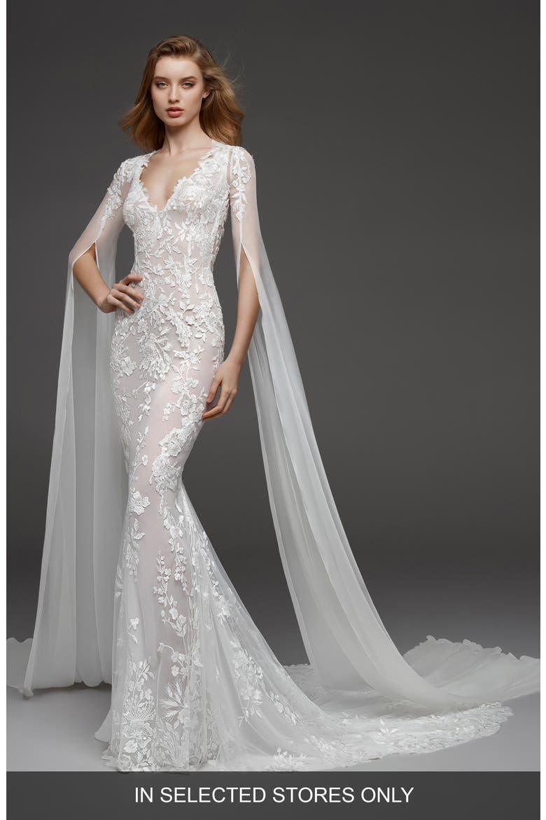 Calas Mermaid Wedding Dress, Main, color, OFF WH