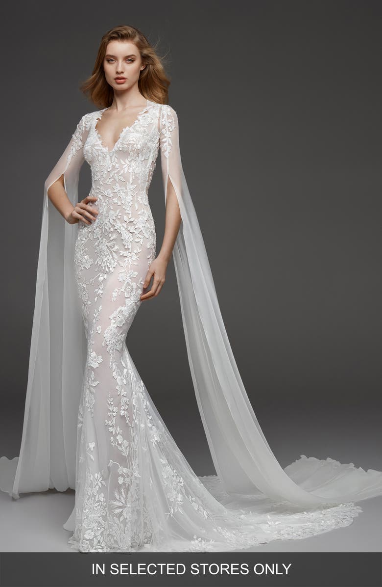 Atelier Pronovias Calas Mermaid Wedding Dress, Main, color, 