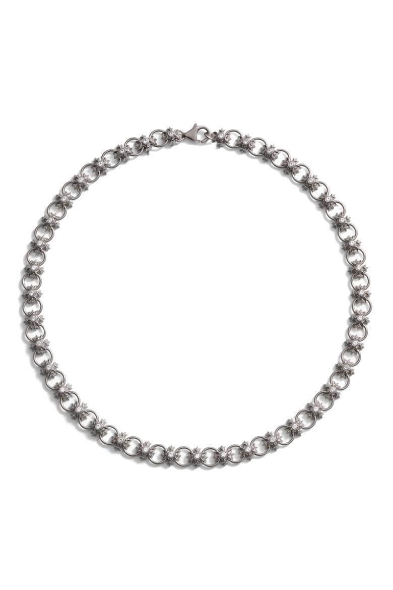 Triple Moon Crest Collar Necklace, Main, color, 925 STERLING SILVER