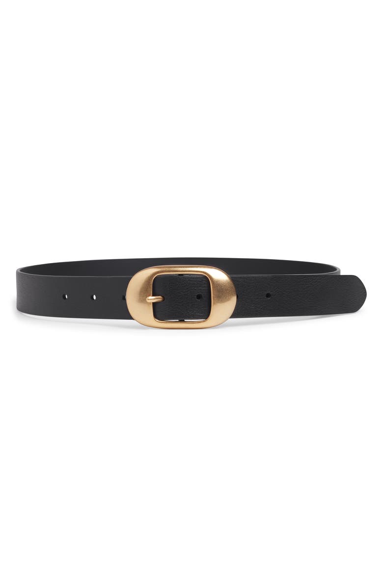 Favorite Daughter Leather Belt, Main, color, Black/ Polished Gold