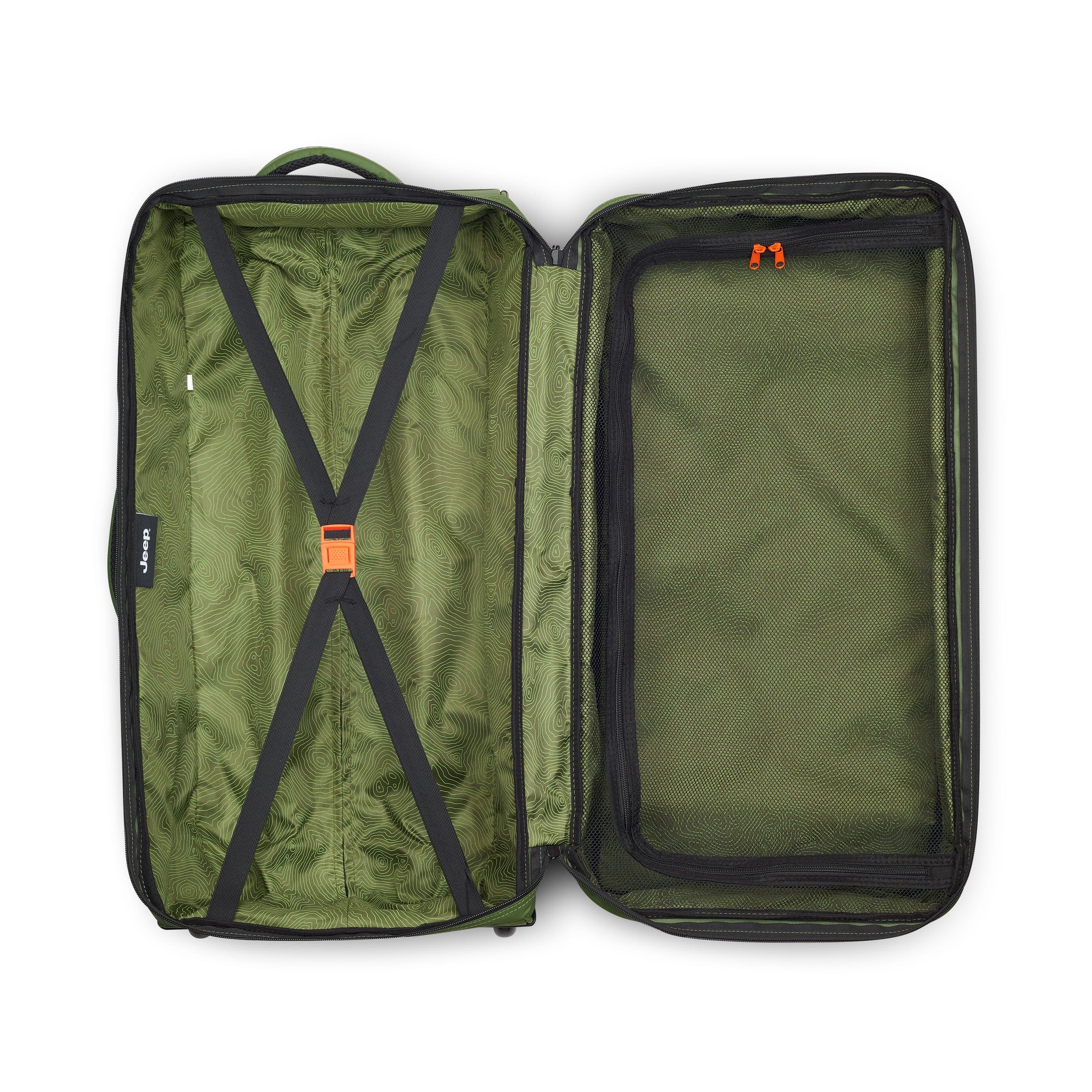 JS006B 27 Inch Two Wheel Rolling Travel Duffle Bag, Alternate, color, Elm Green