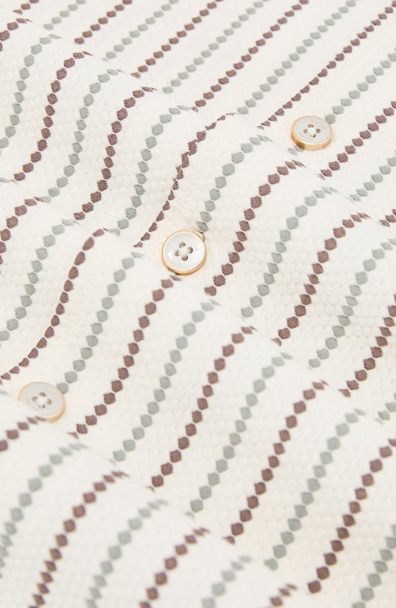 Reiss Percey Stripe Camp Shirt, Alternate, color, Green/ Brown Multi