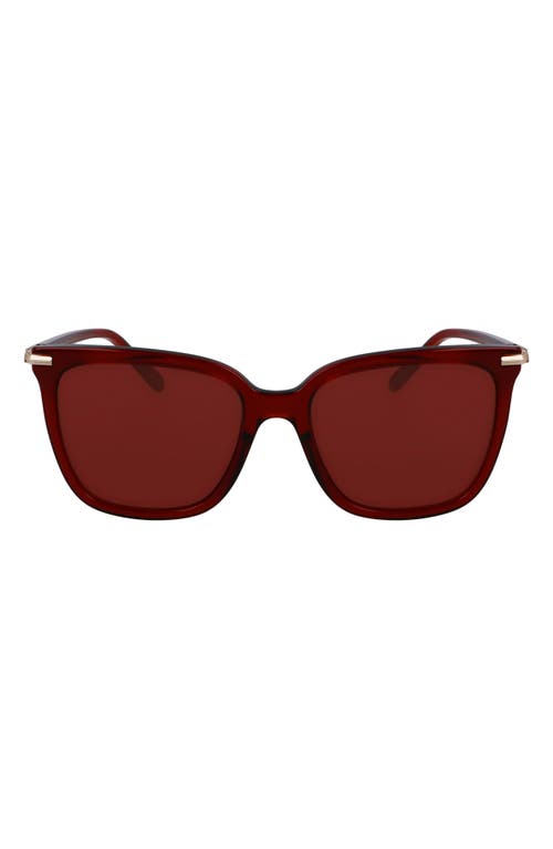 Ferragamo Prisma 56mm Modified Butterfly Sunglasses In Transparent Red