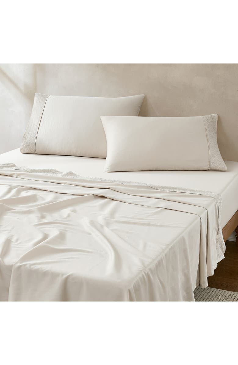 Chuks Collins x Lush Decor Path Cotton Sheet Set, Alternate, color, Cream