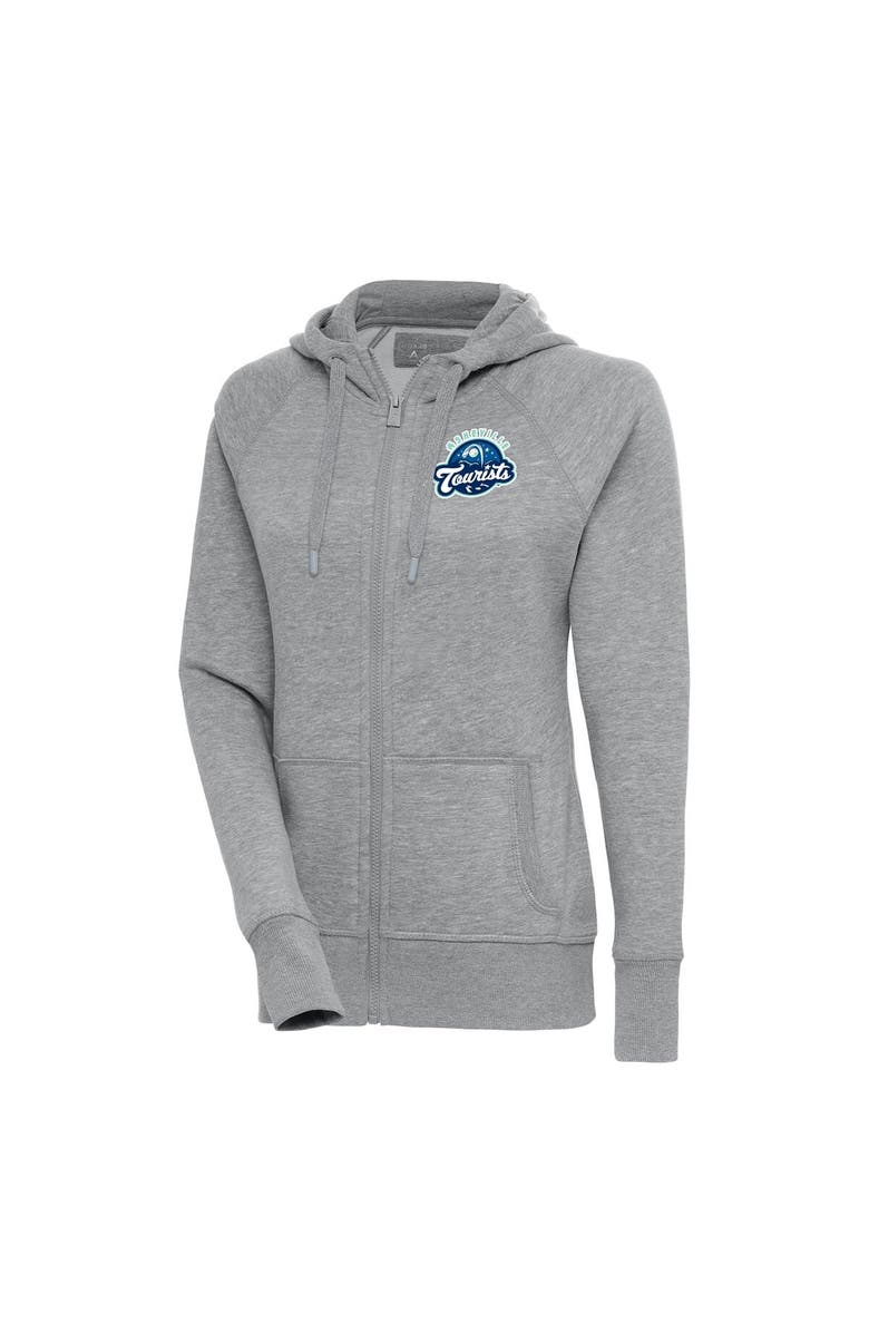 ANTIGUA Women's Antigua  Heather Gray Asheville Tourists Victory Full-Zip Hoodie, Main, color, 