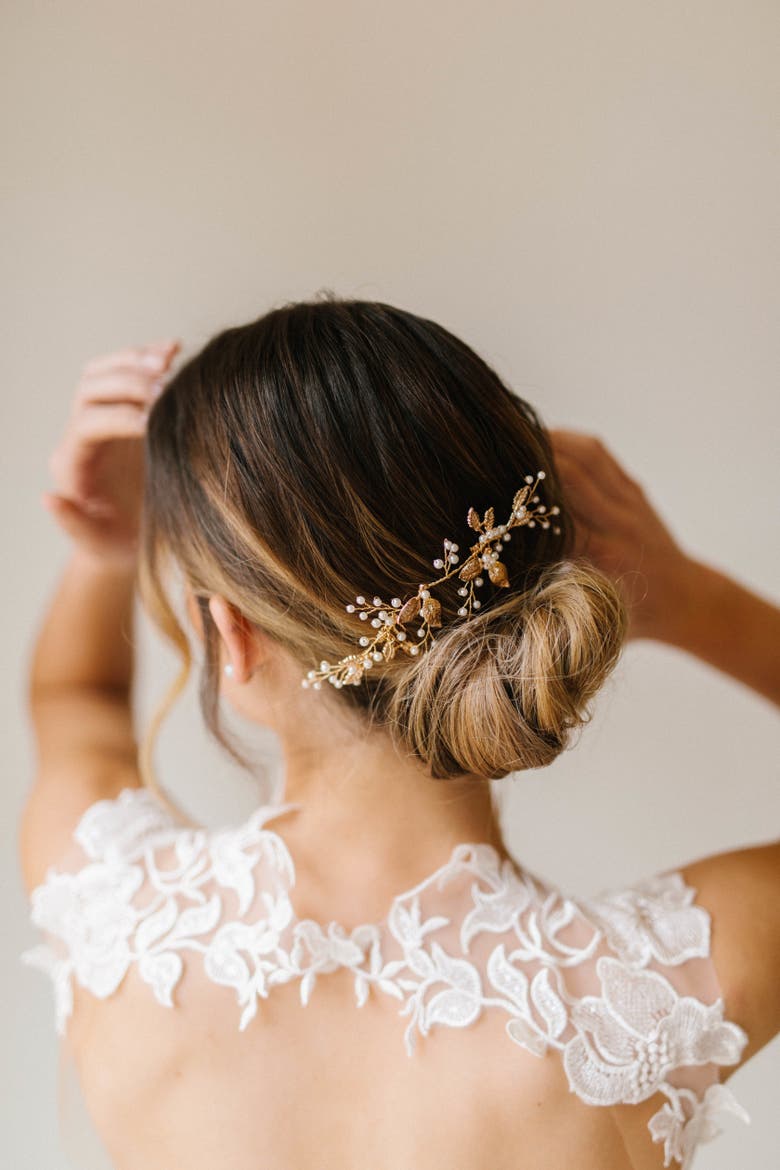 Evie Bridal Comb, Main, color, Gold