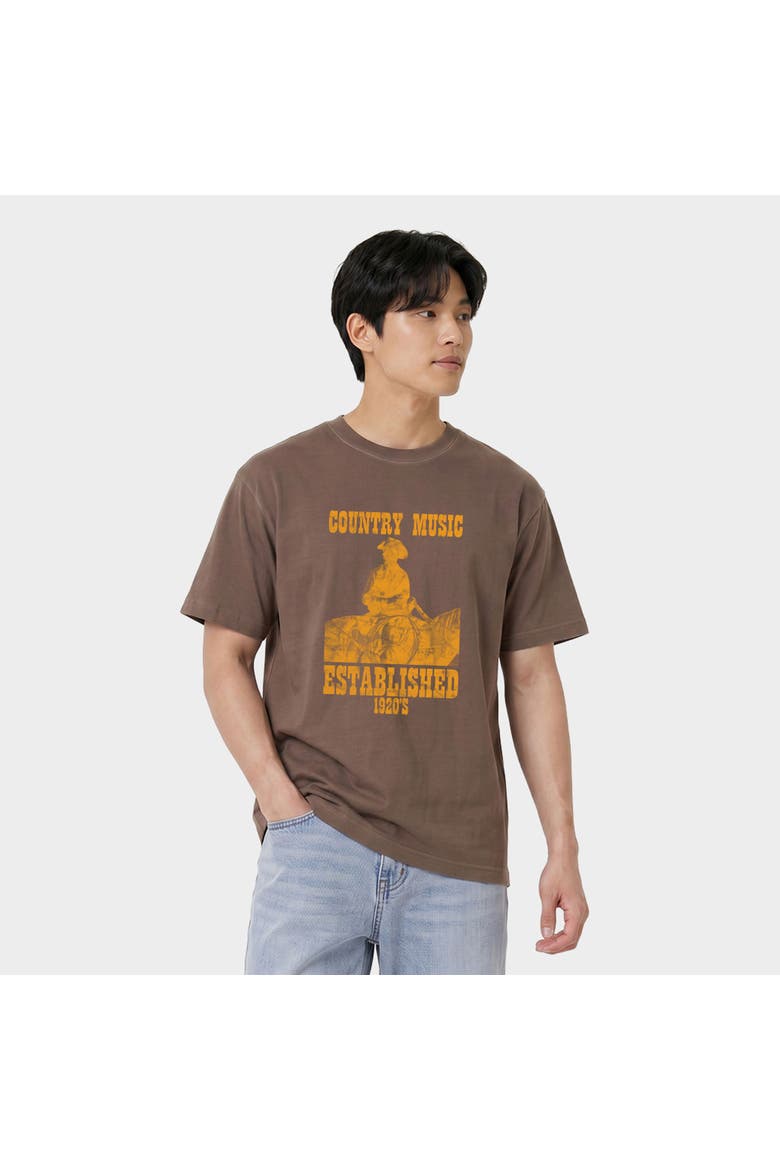 Country Music Est 1920s Garment Dyed T-Shirt, Main, color, Espresso