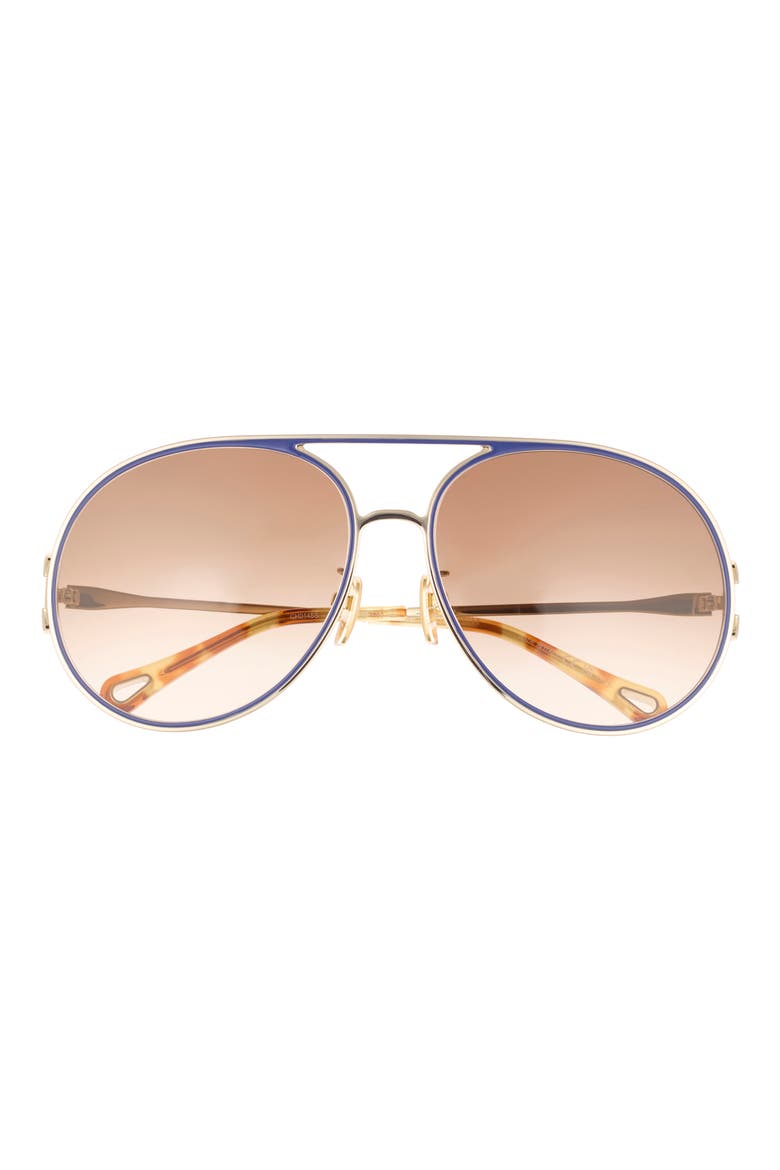 61mm Polarized Gradient Aviator Sunglasses, Main, color, GOLD GOLD BROWN