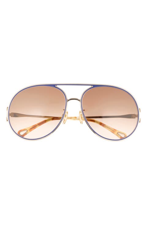 61mm Polarized Gradient Aviator Sunglasses