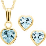 Mignonette 14k Gold Birthstone Necklace & Stud Earrings