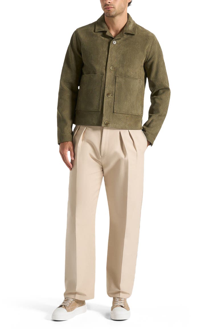 Michel Suede Jacket With Revere Collar, Alternate, color, Olive