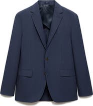 MANGO Slim Fit Blue Lyocell & Linen Sport Coat