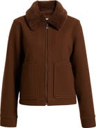 Sam Edelman Faux Fur Collar Zip-Up Jacket