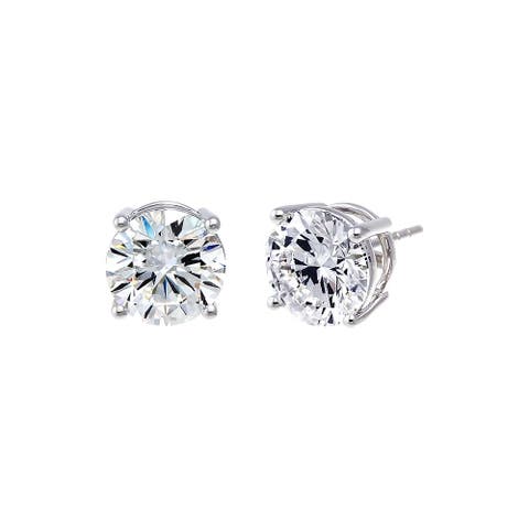 6 Carat Lab Grown Diamond Solitaire Four Prong Stud Earring 14K