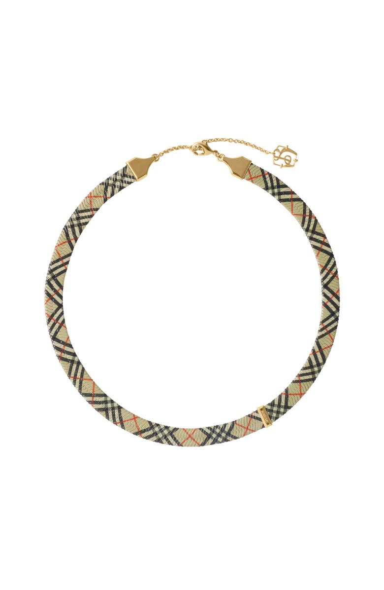 Burberry Check Print Necklace, Main, color, Gold/Sand