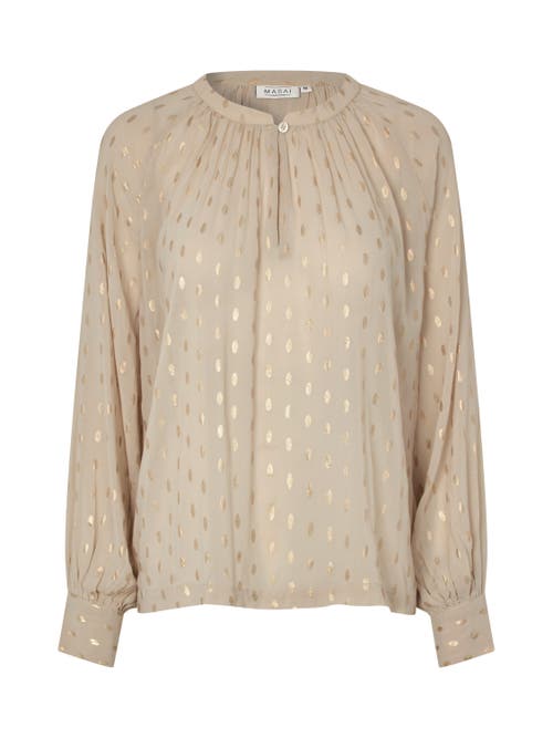 Masai Copenhagen Madornessa Long Sleeve Round Neck Blouse In Brown
