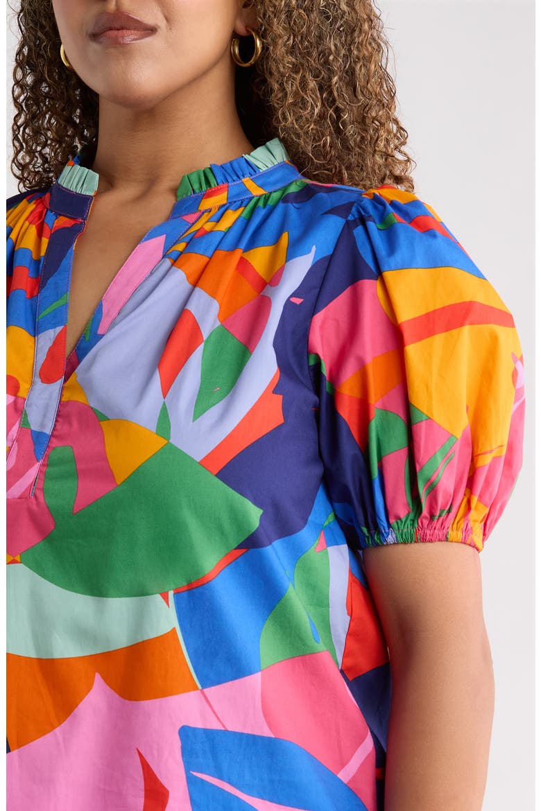 Josy Chroma Abstract Puff Sleeve Top, Alternate, color, RED-BLUE-MULTI
