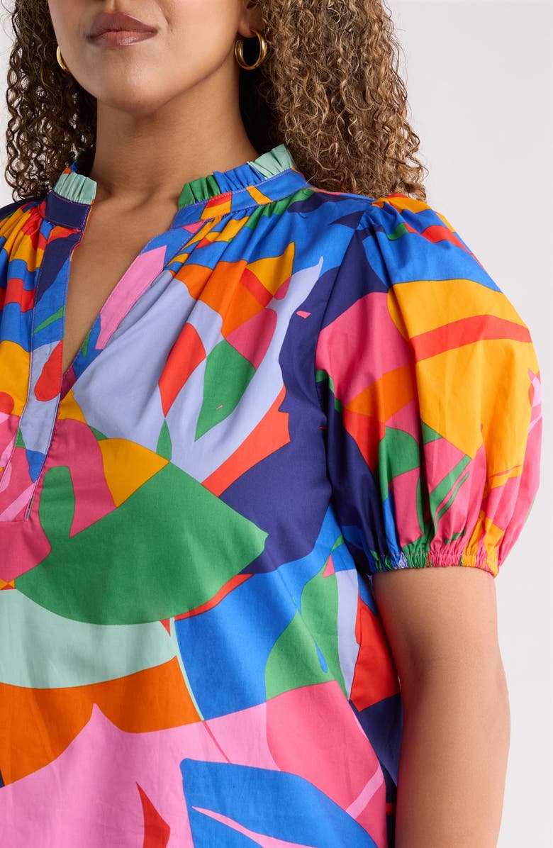 SUGARLIPS Josy Chroma Abstract Puff Sleeve Top, Alternate, color, Red-Blue-Multi