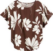 Anne Klein Floral Flutter Sleeve Top