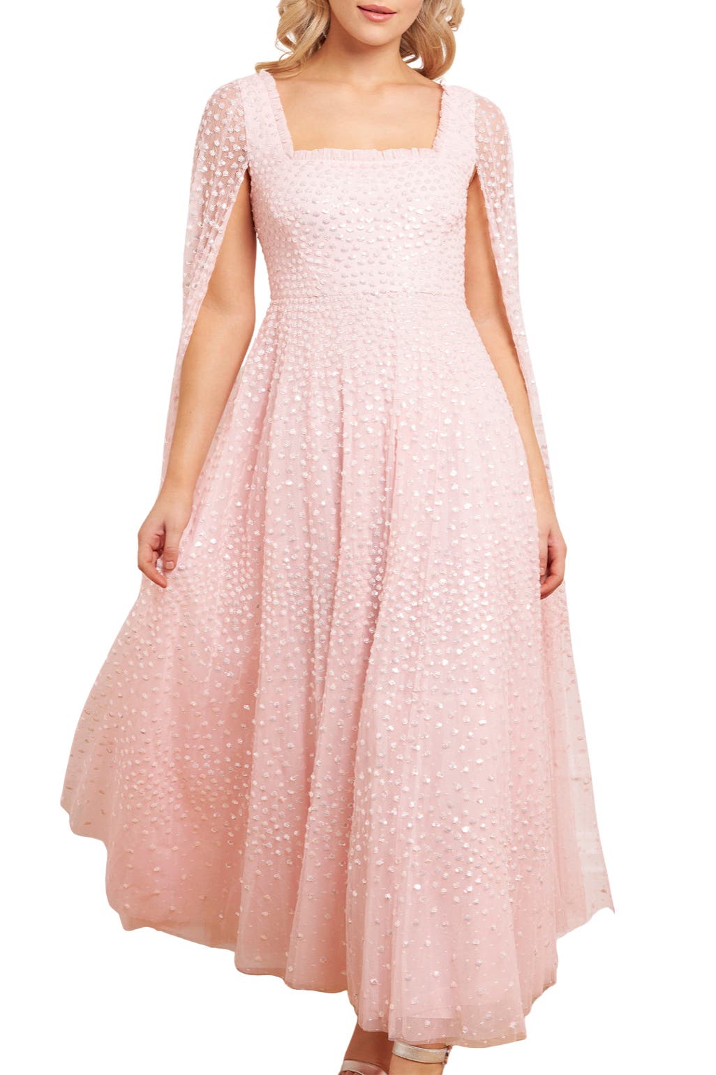 Scatter Dot One-Shoulder Ankle Gown - image 3