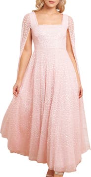 Needle & Thread Scatter Dot Cape Sleeve Ankle Gown